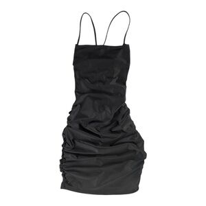 Ruda Dress Women’s Small Solid Black Ruched Homecoming Graduation Mini Dress S